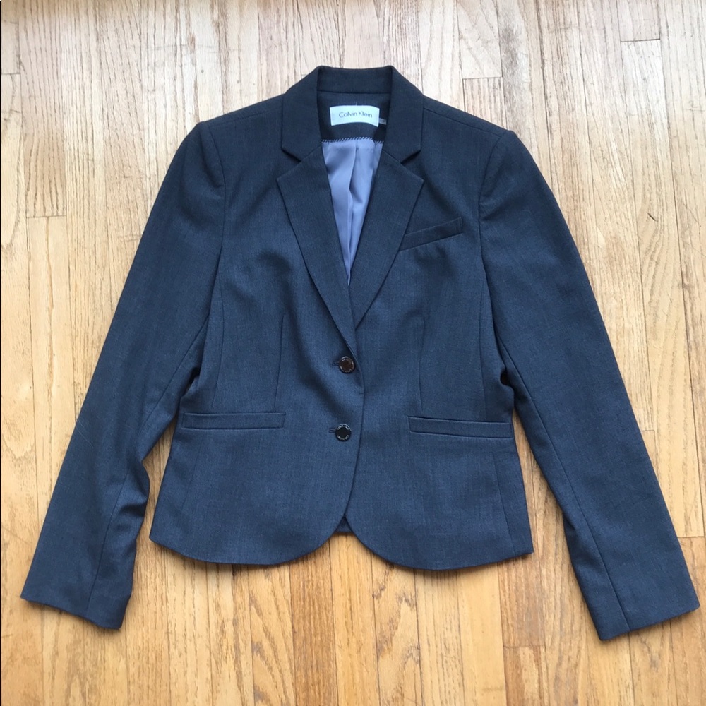 CALVIN KLEIN WOMENS GREY BLAZER